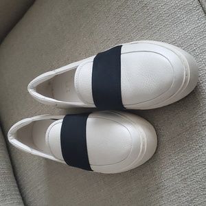 UGG white leather loafer.